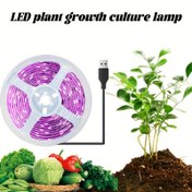 Resim İç Mekan LED Büyüme Işık Şeridi - Tam Spektrum Pembe & Mor Esnek Bitki Işığı, Sukulentler, Hidroponik Sera, Çiçekler, Meyveler ve Sebzeler için - USB ile Çalışan Tak ve Kullan, Dekoratif Akıllı Bahçe Çözümü, İç Mekan Yetiştirme, Meyve Üretimi, Düğmeli Kontrollü Aydınlatma 