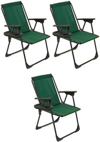 Resim Natura 3 Adet Kamp Sandalyesi Katlanır Piknik Sandalye Oval Bardaklıklı Yeşil Yeşil Tek Ebat 