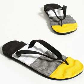 Resim Bermody Erkek Rahat Dalgalı Taban Siyah Sarı Parmak Arası Plaj Terliği Flip Flops 