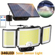 Resim 1/2 adet 346LED Güneş Enerjili Dış Mekan Işığı, Hareket Sensörü, Güneş Güvenlik Spot Işığı, Su Geçirmez, Uzaktan Kumanda ve 3 Aydınlatma Modu, Yaya Işıkları Kapalı, 3 Güneş Sel Işıkları, Avlu, Garaj, Veranda ve Duvar Işıkları 5m Kablo ile İç Mekan İçin de 