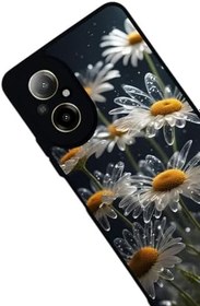 Resim Realme 12 Lite ile Uyumlu Siyah Kılıf, Çiçek Desenli, Yumuşak Silikon, Koruyucu, Şok Emici 