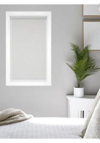 Resim Ithal Kalın Açık Gri Zebra Stor Güneşlik Perde Etek Dilimsiz Alüminmyumkasa Gri 