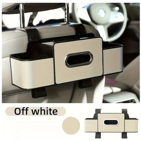 Resim Chuangyinshop Beyaz Premium Araç Kolçak Saklama Kutusu Ayarlanabilir Çift Bölmeli İçecek Atıştırmalık 