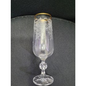 Resim Kristal Cam Şampanya Kadeh Desenli Gold Yaldız 17CM 1 Adet 