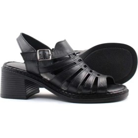 Resim Fast Step Hakiki Deri Kadın Dolgu Topuk Sandalet 621ZA937L 