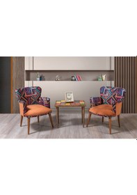 Resim Bienvelle Turuncu Çay Seti 2 Tekli Koltuk+Sehpa (Salon, Balkon, C 