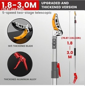 Resim Besthome1 Aıraj Teleskopik Bahçe Budama Makası 1.3-2.2m Ayarlanabilir Uzunluk Alüminyum Sap Döner Bıçak 