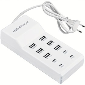 Resim 10 Portlu GaN USB Şarj İstasyonu | EU Fişli, Çoklu Cihazlar için Hızlı Şarj - Güven Sertifikalı & Kompakt Tasarım 