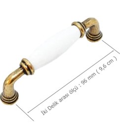 Resim Eym Porselen Mobilya Dolap Kulp 96 mm Antik Sarı 