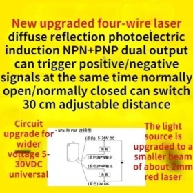 Resim Mingjin Shop 1 Model3 Tarzı Orijinal Küçük Hacimli Kare Lazer Fotoelektrik Anahtarı Cisimden Yansımalı Lazer Sensörü Npn Pnp Dc Üç Telli (Yurt Dışından) 