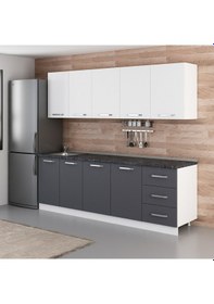 Resim Minar 240 Cm Mutfak Dolabı Beyaz Antrasit 240-A1 Beyaz 