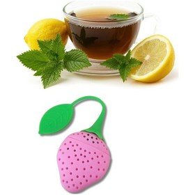 Resim Çay Süzgeci Silikon Çilek Şekilli Bitki Çayı Demleme Aparatı Mor 