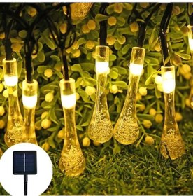Resim 10 Led 2 Metre Sarı Kristal Su Damlası Güneş Enerjili Led Işık Solar Bahçe Ağaç Lamba Aydınlatması Çok Renkli 