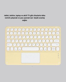 Resim Bluetooth Klavye - Kablosuz, Sessiz Tuşlu, Android Apple Uyumlu iOS Windows , Kompakt Taşınabilir Tasarım 
