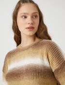 Resim Örgü Triko Kazak Bisiklet Yaka Uzun Kollu Degrade 