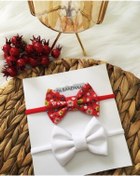Resim Derinkids 2'li Kırmızı Beyaz Çiçekli Bebek Bandana Seti 