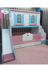 Resim bebetu mobilya Alaçatı Kaydıraklı Yavru Yataklı Ranza 