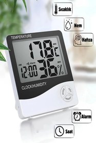Resim MorPort Lüx Bebek Oda Termometresi x Dijital Oda Termometresi x Derece Termometre Isı Nem Saat Alarm Mini 
