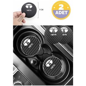 Resim Tata Vista Siyah Karbon 7 Cm Bardak Altlığı Tata Yazılı Vista Logolu 2 Adet Dayanıklı Şık Tasarım 2 Adet 