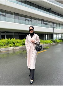 Resim TANISA Deluna Kuşak Detay Uzun Trençkot TNS-4389 