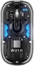 Resim Aula AM210 Dual Mode Bluetooth ve Kablosuz 1600DPI RGB Şeffaf Şarjlı Mouse 