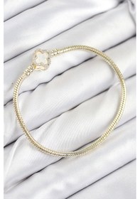 Resim Taşveoyunatölyesi Pirinç Charm Zirkon Taşlı Yonca Model Gold Renk Kadın Bileklik Tg27bb7806 Çok Renkli 