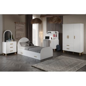 Resim Yavru Yataklı Bohem Cocuk Odası Takımı Tamamı Mdf Beyaz 