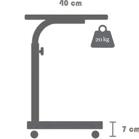 Resim Yükseklik Ayarlı Laptop Sehpası - Antrasit Beyaz (Tekerli) 60x40 Antrasit - Beyaz 