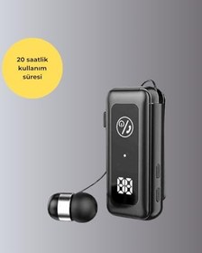 Resim İçi Sarılabilen Kablo ve Yaka Klipsli Bluetooth Kulaklık 