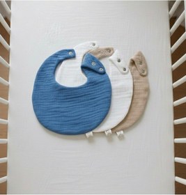 Resim Oval 3 Lü %100 Pamuk 8 Katlı Müslin Kumaş Mama Önlüğü, Salya Önlüğü 