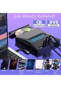 Resim Valkyrie Usb 3.0 Harici External Cd Dvd Okuyucu Yazıcı Led Usb Hub Tf Sd Kart Okuyucu Çoğaltıcı 