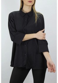 Resim Saklımoda Krinkıl Gömlek Siyah - Lks2406.75 Çok Renkli 