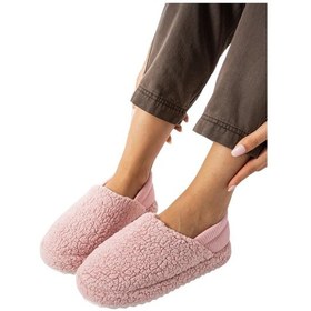 Resim Kadın Lastikli Kaymaz Taban Peluş Havlu Kumaş Ev Ayakkabısı Panduf Pudra-pudra Pudra 
