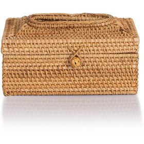 Resim Meander Rattan El Yapımı Dikdörtgen Büyük Boy Peçetelik 23x12x11cm 8922 - Natural 