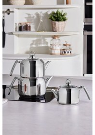 Resim Karaca Tres İndüksiyon Tabanlı 3lü Çaydanlık Takımı Metal 