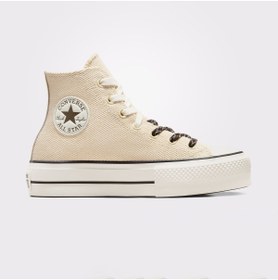 Resim Converse Chuck Taylor All Lift Canvas & Leather Kadın Krem Sneaker 