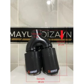 Resim Mayuk Dizayn Akrapovic 76MM Çiftli Içi Krom Sol Taraf Her Araca Uyumlu Egzoz Ucu 