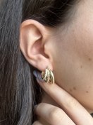 Resim Üçlü Halka Tasarım Küpe 