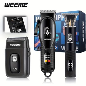 Resim WEEME Profesyonel Elektrikli Saç Kesme Makinesi, USB Şarj, Düşük Gürültü, LCD Dijital Ekran, T-Tipi Trimmer, Tıraş Makinesi, Erkekler İçin Özel, Şarj Edilebilir Lityum Pil 18650 Serisi 2900mAh ile 