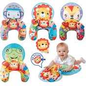 Resim KABOLL Bebek Parti Oyuncakları, U-Şekilli Öğrenme Yastığı ve Renkli Hayvan Teması ile Motor Beceri Gelişimi için, Oturup Oynama - Karın Üstü Oyun - 2 Çıngıraklı, Eğlenceli Tasarım, Bebekler ve Çocuklar İçin Yumuşak Kumaş 