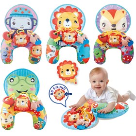 Resim KABOLL Bebek Parti Oyuncakları, U-Şekilli Öğrenme Yastığı ve Renkli Hayvan Teması ile Motor Beceri Gelişimi için, Oturup Oynama - Karın Üstü Oyun - 2 Çıngıraklı, Eğlenceli Tasarım, Bebekler ve Çocuklar İçin Yumuşak Kumaş 