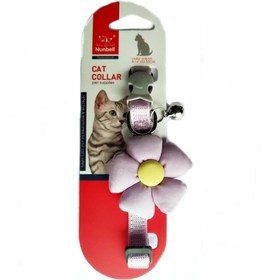 Resim Çıngıraklı Çiçekli Kedi Boyun Tasması 23-35 Cm Lila 