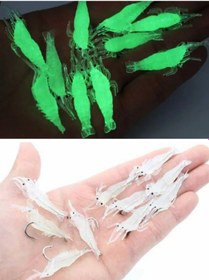 Resim Eagenset Fosforlu Glow Silikon Mini Karides Yapay Yem 4 cm 5 Adet 