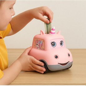 Resim Şifreli Araba Şekilli Silikon Ve Plastik Kumbara Açık Pembe 