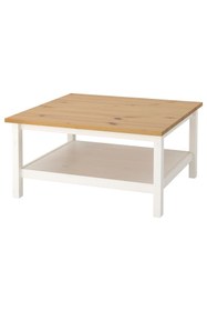 Resim IKEA HEMNES orta sehpa, beyaz vernik-açık kahverengi, 90x90 cm 