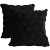 Resim Hfambition 2 Adet Yumuşak Kürk Ve Kadife Yastık Kılıfı, Gizli Fermuarlı, 45x45 Cm, Siyah Sadece Kılıflar 