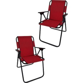 Resim Bofigo 2 Adet Kamp Sandalyesi Katlanır Sandalye Piknik Sandalyesi Plaj Sandalyesi Kırmızı. Kırmızı 