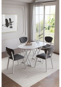 Resim Mutfak Masası Takımı 4 Kişilik Masa Takımı Elma Avangarde Yemek Masa Takımı 70 120 Antrasit 