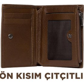 Resim Grande Gerçek Deri Unisex Cüzdan Hakiki Deri Küçük Boy Kahve 