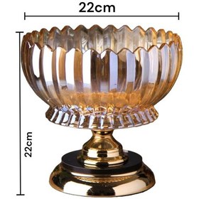 Resim Kristal Cam Kase , Vazo Gold Metal Ayak 4476 